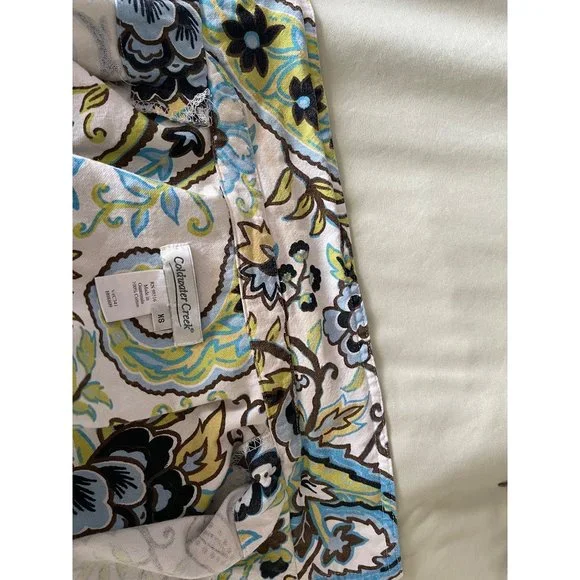 Coldwater Creek White Paisley Print Long Sleeve Jean Jacket - Picture 13 of 13